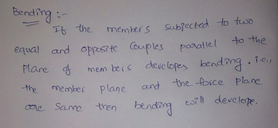 Bendng Subfected to two to the It the members parallel equal and oppesrte ouples mem bers developes bendng the force plane Pl