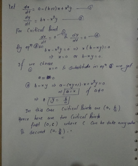 let d a-t dy For Critical foin dlt 14 we chooge cl m this Case Critical Boorto one (a, by ence
