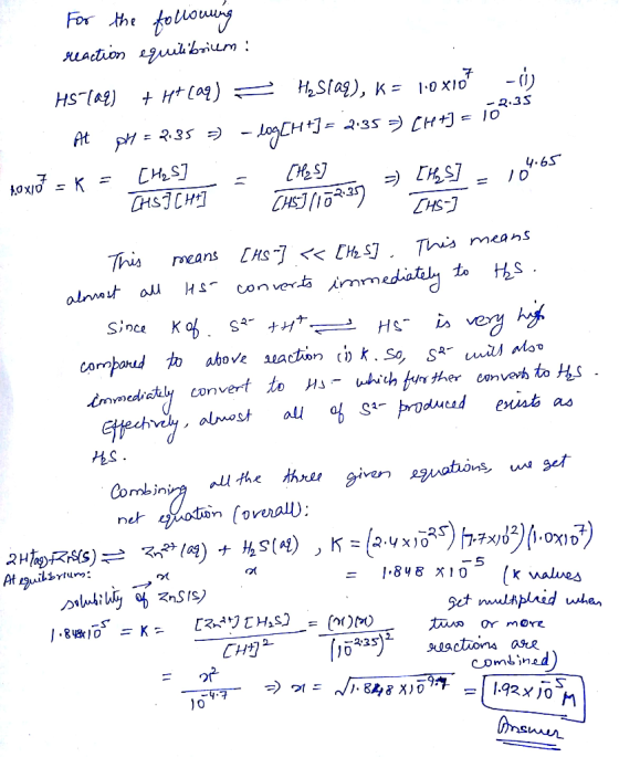 foliovny LAion ubriem For the -i) H2Siag), K= (3v]_SH -2.3S CH 2.35 At ph = 2.35 CH2S CMSCH CHe ST 4.65 1 Tus means This mean