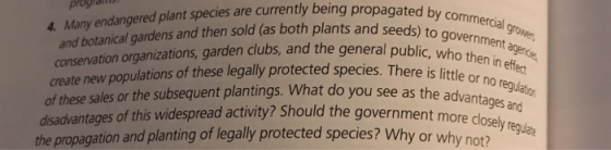 rered plant species are currently being propagated by com a. Many endangered plant species are currently being propagated by