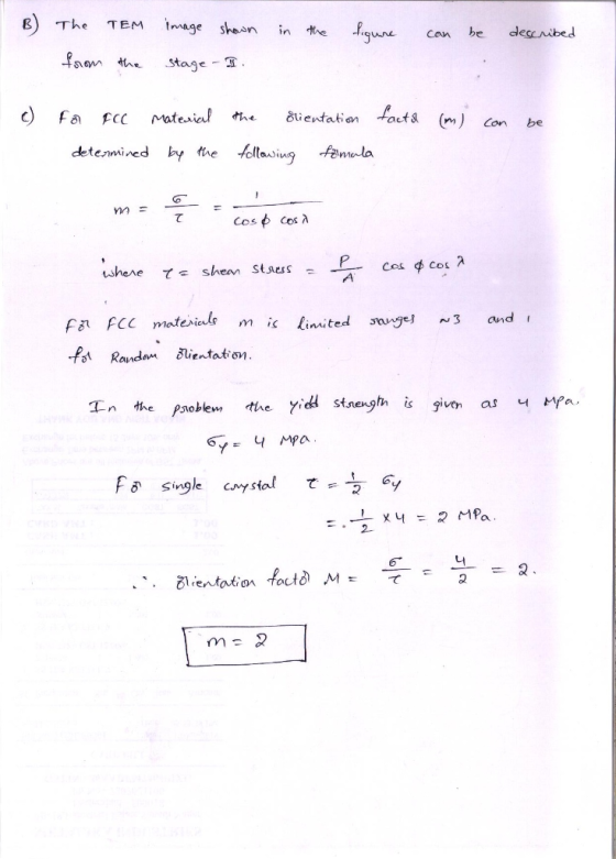 B) The tmage shen TEM igwne in the descnibed be Can amthe stage T glientatiantact& (m) Con Mateaial fa FCC be follasing famal