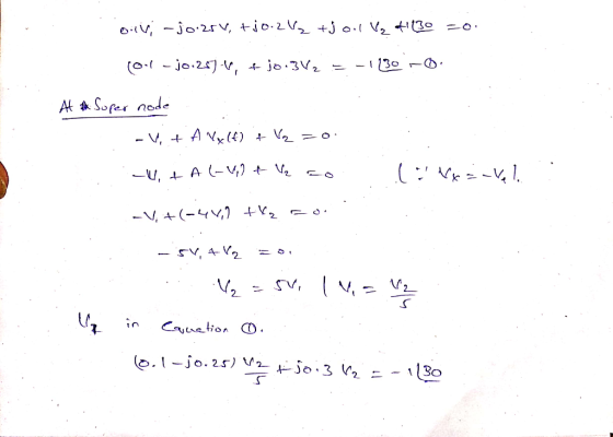 v,jo2v, +jo-2V, +j o.( V2 +30 ( jo 2 -30 At Sofer node A Vx() V - V, + U, A (-V,) + V, -V, (-4v,) +V, SV, 4 V, Cayne tion O (