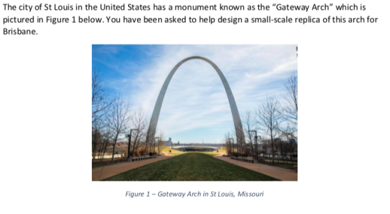 The city of St Louis in the United States has a monument known as the Gateway Arch which is pictured in Figure 1 below. You