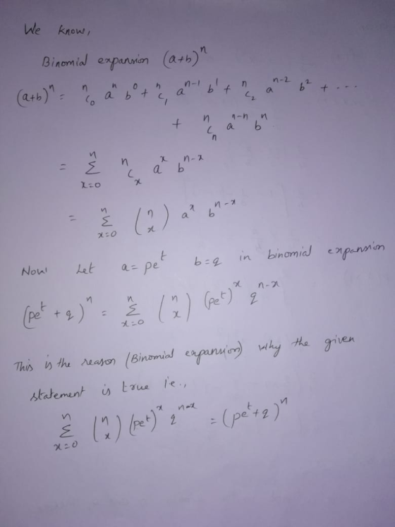 We Know Binomial expanin(atb 4 ca b Eo This the on(inpanui) hy h re