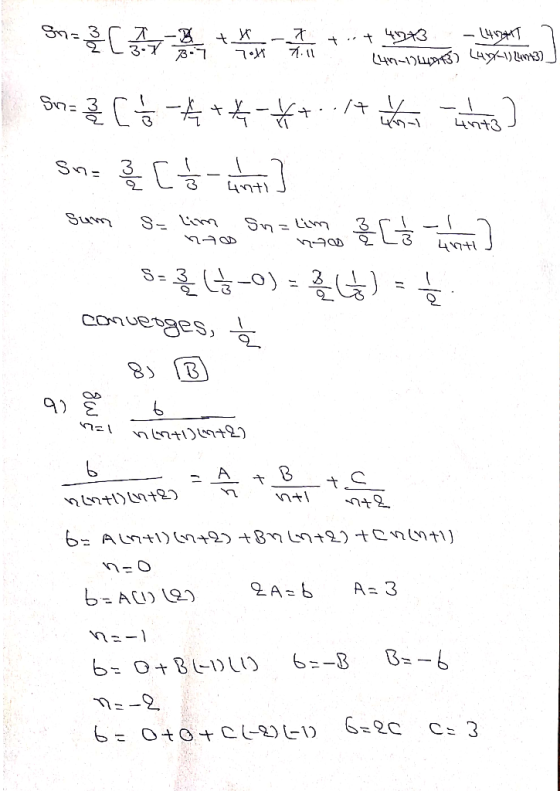 A-A 7.1 L4n-123u 3), ·누-무그준~ 를 다 Sn: Lin int3 Sn 4ntl Sum S- im Sn=im Conuer A ntl C하시(+54 6는 ALA+I) 742) +84 5+2) +Cnnt1) A=