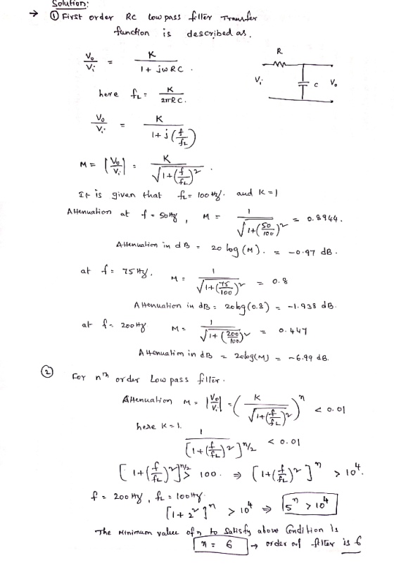 SolaHor funcionis descvibed a M= 파is given that h= loo aud k -) -0.47 dB > 100 . The Mininam V