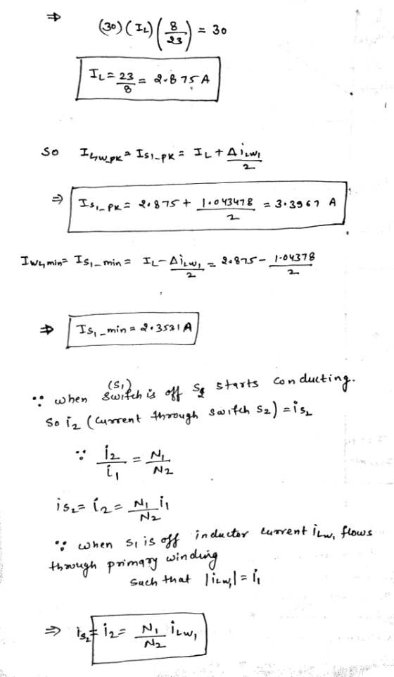 IL = 30 IL 23 Q-B 75 A So wp Is_pK = IL Is, Pr o 43478 = 3.39 67 A <. 87S Iwmin Is,_min = IL-Aiw, s 875- 1-o4378 Ts, _min a d