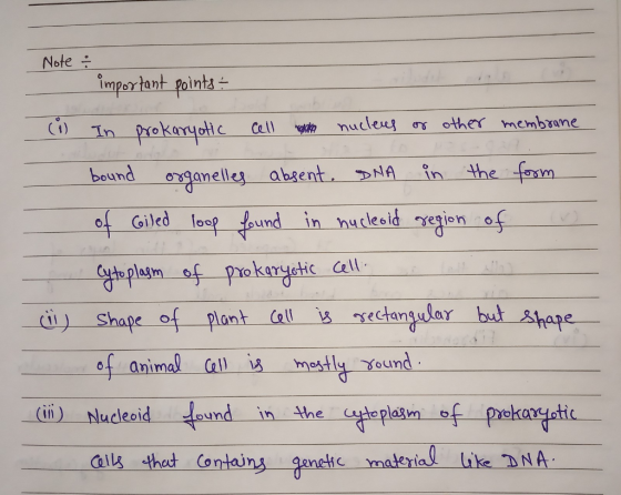 Note impertant painta prekaryoe nucleus Cell other membrane bound in the fom anelle absent NA of Giled loa found in nudeoid e