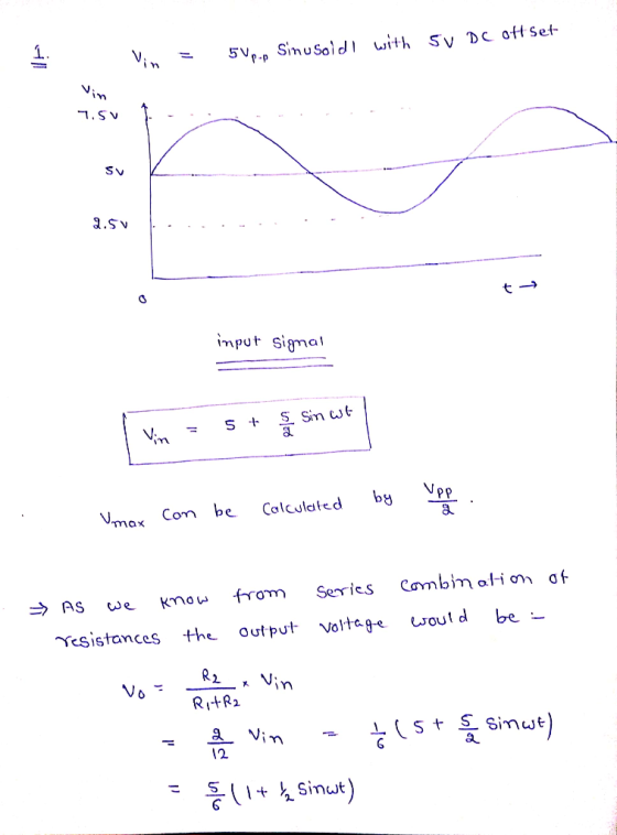 1.Sv imput Sigmai a. Co be Calculated bpp max ASwe kmou from errics Cambim oiom a Yesistances the output Voltage Luout RitR2