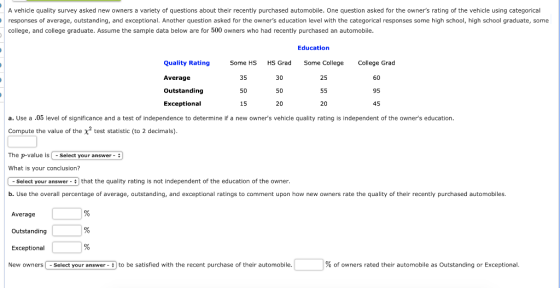 A vehicle quality survey asked new owners a variety of questions about their recently purchased automobile. One question aske