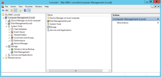 Console1- [My MMC console Computer Management (Local)] File Action View Favorites Window Help My MMC console Name Actions Com