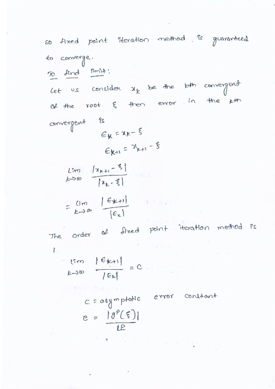 so Axed point eration medhod T gua ard to converge let us con side, behe kth con vergeng QA the root then error in the r k. と