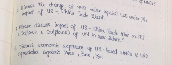 ofNNCs? Discuss the change. of vnD valus against usD undar R China Trade Wart mpact of. us .Pl ase discuss impact of us-Chin