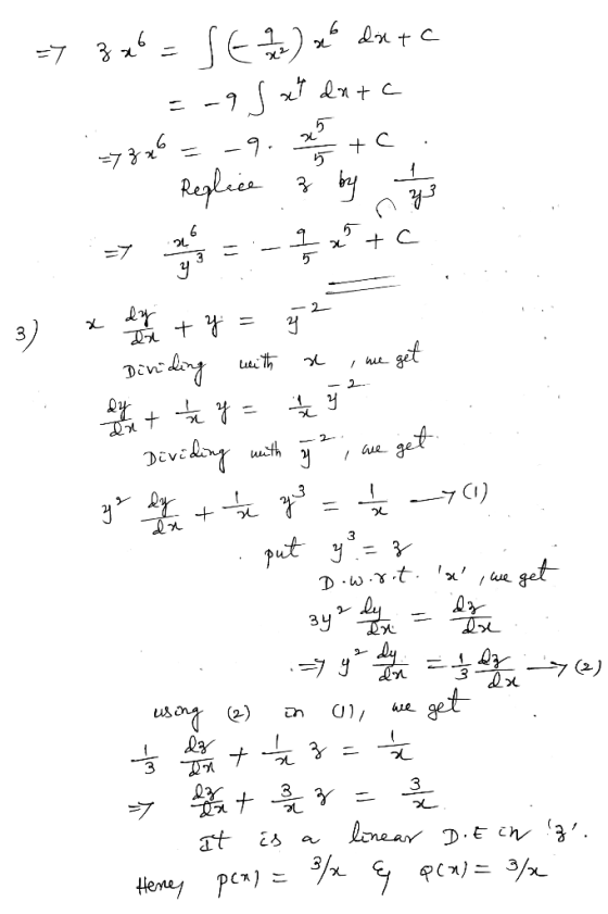 7 5 C Replice by 6 C =7 2- uith 2 2-- with 3 3 put y - get ue D WYt 34 (2) (2) 3 Lnear DE Ch 3. pen)= watt
