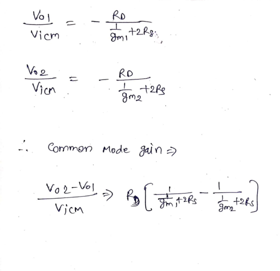 Vo Vicrn Im1 RD Cn Qm2 Common Mode Bain Vo] Irr ) CM