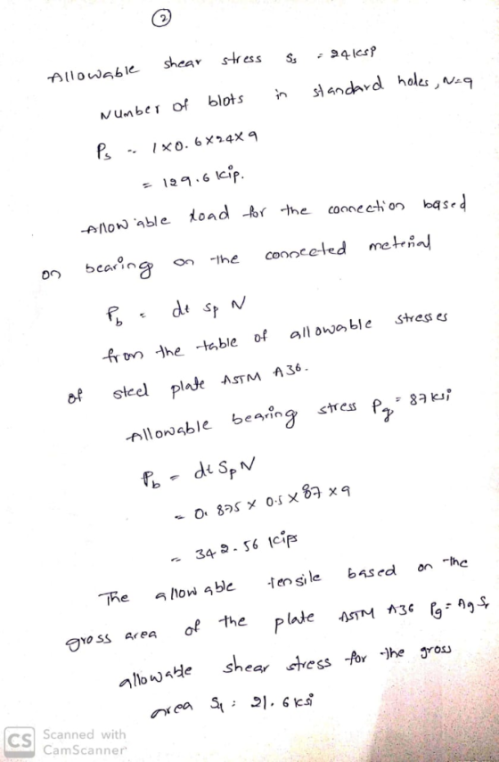 Allowable sheav sress wunber of blotsn slandvd holesn P. oable load on beaing the connceled mehiol ess es owoble stre fo the