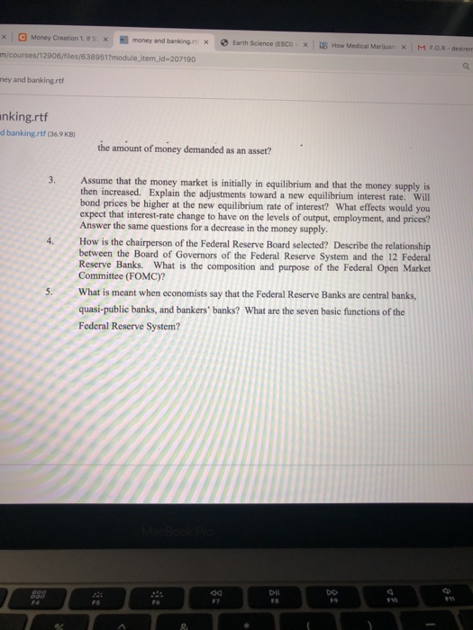 | e Money Creation 1. If s х HI money and banking.)< >< a) Earth Science (ESCO . >< How Medical Maruan M F m/courses/12906/fi