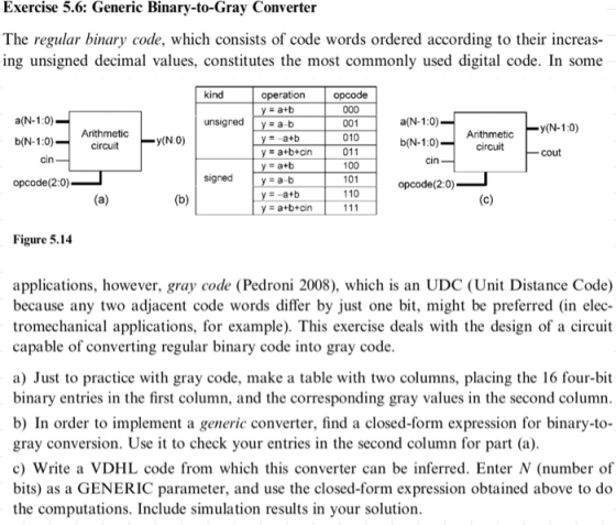 Exercise 5.6: Generic Binary-to-Gray Converter The regular binary code, which consists of code words ordered according to the