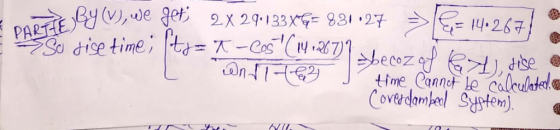 4.267 S dise time |tj= T-Cos (4.2 ecoz ise Hime Cannet Le caleulatel Coverdambel System) PARTE we get 2x29133X 3127