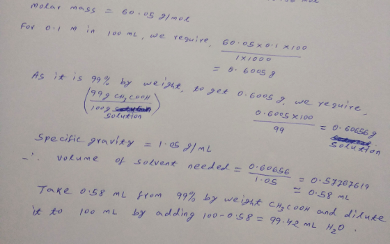 99 9 cu, coo 6005 x1oo ニ\.os2] mL Specific..gronvIry of s otv ent needed. =0.606,56 voLume 0.58 ML o M 9 12 mL H2o to loo mL