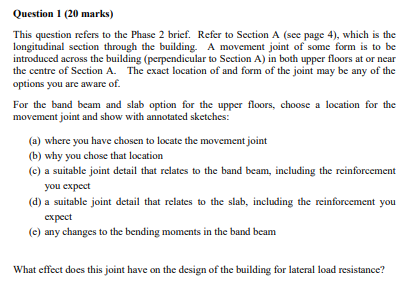Question 1 (20 marks) This question refers to the Phase 2 brief. Refer to Section A (see page 4), which is the longitudinal s
