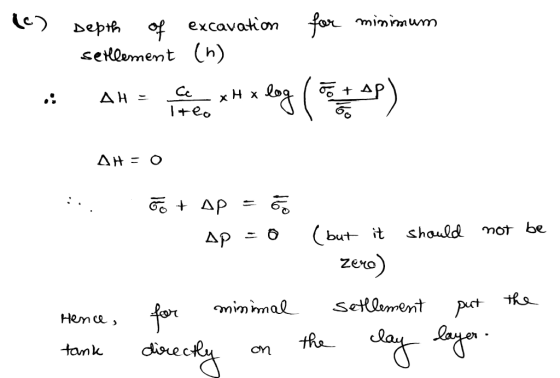 Lc-) Depth excavat setQsment (h) AP (but- it should mor be zero) HemL > on Re tankcoiec