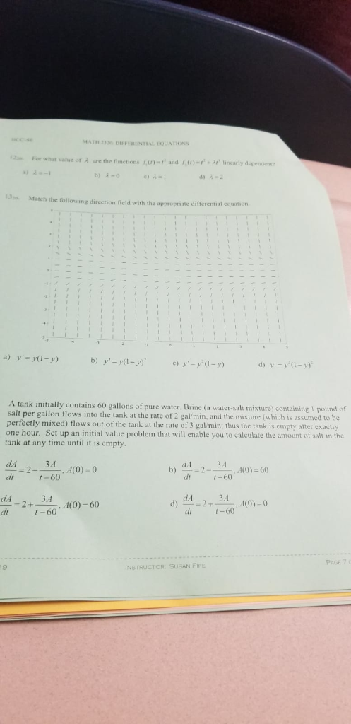 what value of à are the functions F)- and )- A linearly dependen Match the following direction field with the appropriate dif