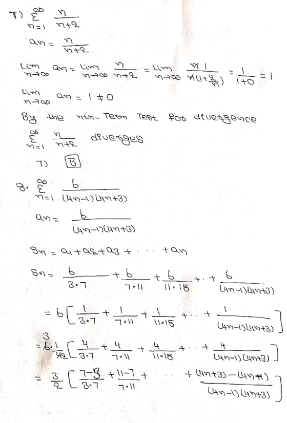 T) nl Lim Cim O+ı (notn +2 for dtuetgence Teat nth- Teom dRuesges = 7) 4n-4+3) 1=Ls 42-1349t3) Sno LAn-134nt3) 1l- L 91 ) \\>