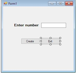 Form1 Enter number Create Exit