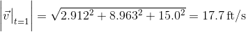 últ=1_ V2.9122 + 8.9632 + 15.02 = 17.7 ft/s