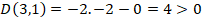 D(3,1)--2.-2-0 = 4 > 0