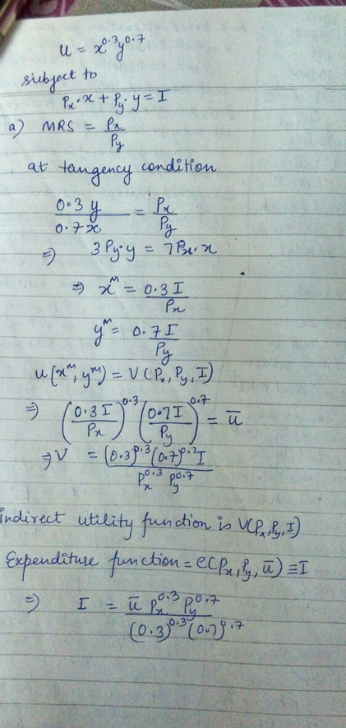 03.0. uつ a) MRSP condition at 0-3 0-3了 indirect-utality function i。UR49 0.
