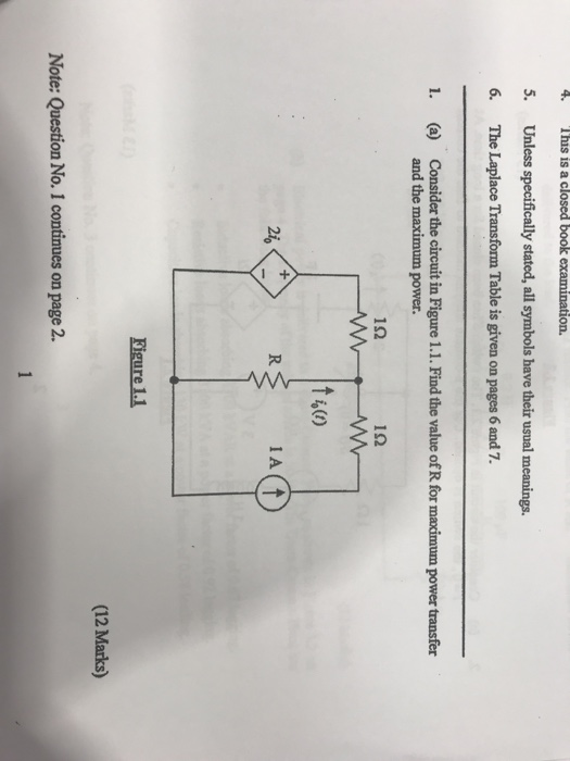 5. Unless specifically stated, all symbols have their usual meanings. The Laplace Transform Table is given on pages 6 and 7.