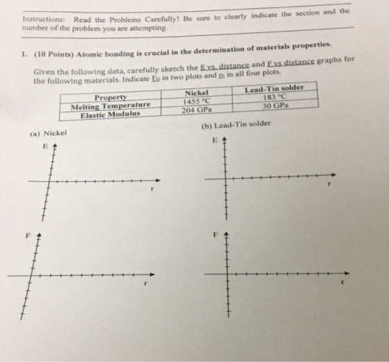 Instructions: Read the Problems Carefully! Be sure to clearly indicate the section and the number of the problem you are atte