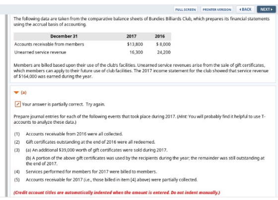 NEXT FULL SCREEN PRINTER VERSION BACK The following data are taken from the comparative balance sheets of Bundies Billiards C