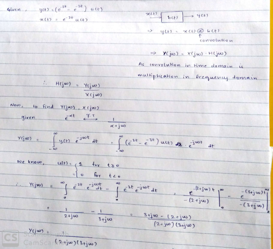 2t 36 Lt convotuion Ac convoluhon in hme domain i given e. α+jus 0o jut -just edt we knouo for t1。 ヒ te (2 tjw) C3+i) 2+juu 3