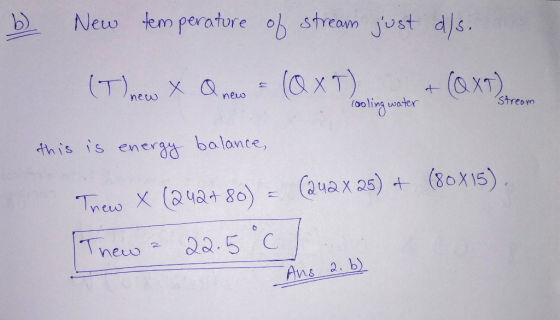 New tem perature bD stream just d/s (xT) (00ling (T), (ax1) new neuw Streom water fhis is energy balance, Cauax 2s) +(8OX15)
