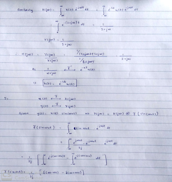 -2t uot x(jw) Similarly 241 2+jw 2 jw xcju) -+juu -3ヒ ˊ于 孑 ylt): -.χ.lt #9 n (ot) in wont 孔cinu, et ) 2