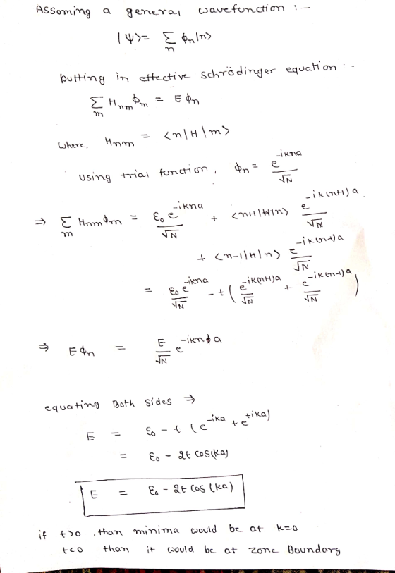 ASs buting in etteve schrödinger equati on herH Using ria functiom IN equahn Both Sides ti Ka + e Ko f to tminima could be at