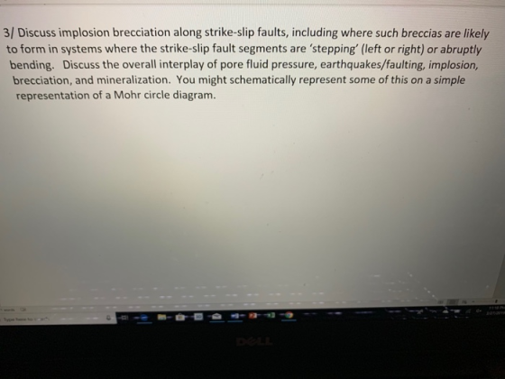 3/ Discuss implosion brecciation along strike-slip faults, including where such breccias are likely to form in systems where