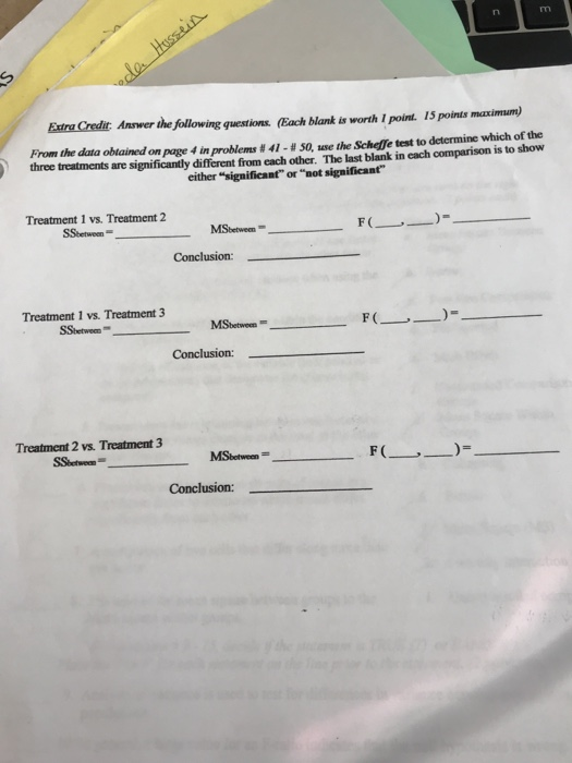worth 1 point. 15 points maximum) Extra Credit Answer the following questions. (Each blan From the data oblained on page 4 in