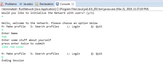 E. Problems @ Javadoc 다 Declaration Console × terminated> RunNetwork [Java Application] C:Program Files Javaljre1.8.0 201bin