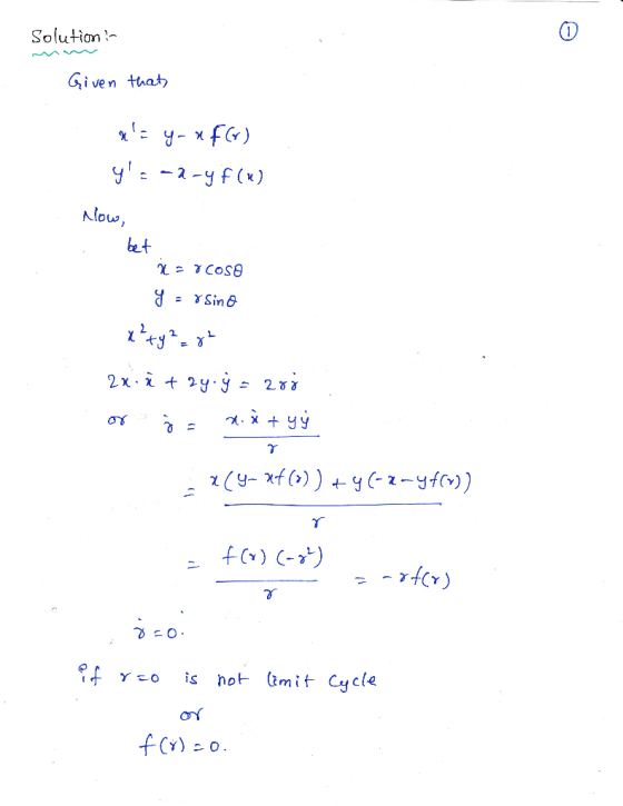 Solutiom Given that ar -o is hor (zmit Cycle