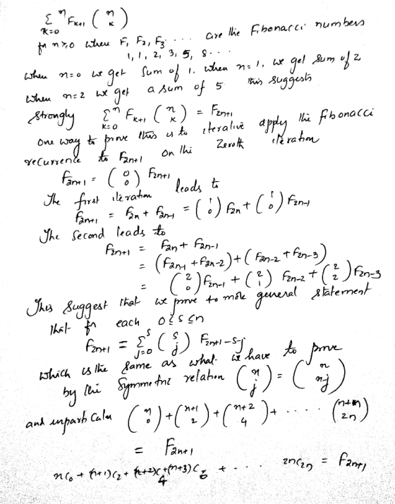 () are llie Fhonarc numbes ge sum of of n: /, hx hen Auggesh a sum Fer teralui fib onaco K. One rahon On Ih YeCurren&e i efir