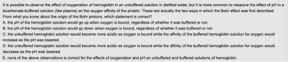 It is possible to observe the effect of oxygenation of hemoglobin in an unbuffered solution in distilled water, but it is mor
