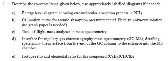 1 Describe the concepts/items s given below, use appropriately labelled diagrams if needed: Energy level diagram showing one