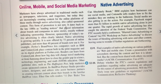 Native Advertising Online, Mobile, and Social Media Marketing Marketers have always advertised in traditional media such Can