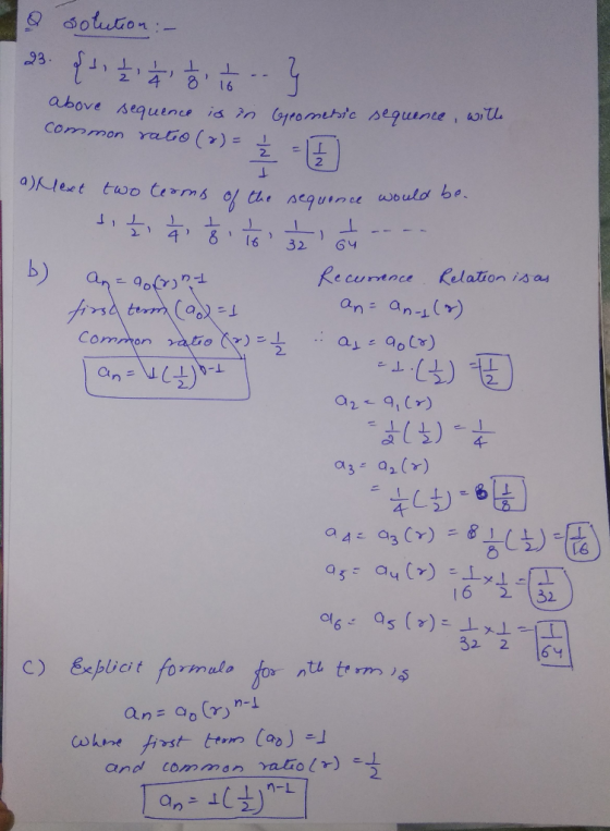 2 4 8 16 bove sequence i in Common ratio( γ) = 2 2 woulo b 24 86 32 6 b) Re currnce Relation isa an-an (v) Comrmorn 2. on- u