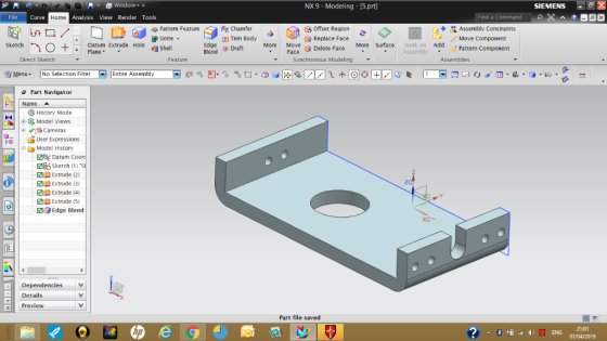 1つ NX 9- Modeling [5.prt] SIEMENS X File Curve ロ ·□ 마 aj ◆Pattern Feature gfyTrian Body み@offset Region 今 圖 O +i ผู้Shell 4 D