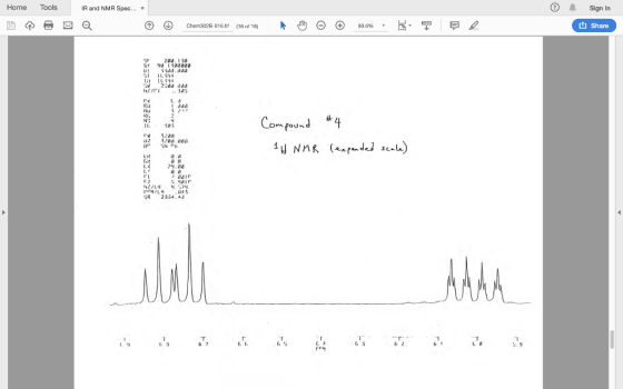 Home Tools IR and NMR Spec... * Sign In Chern3O2B 016.tf (16 af個 ト0 Θ ④ 89勝. T -L. 也Share 89,6% T 11 74-7M 覦祿 SR 2554. 42 67